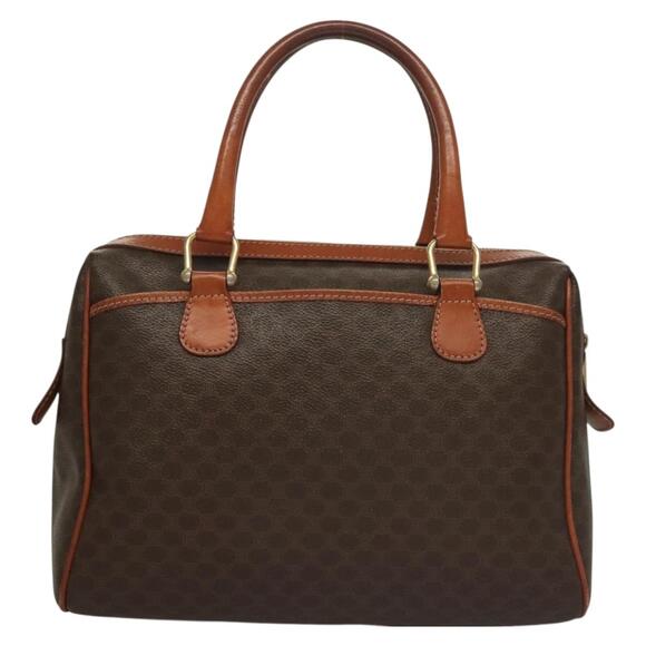 CELINE Macadam Canvas Hand Bag Pvc Leather Brown Gold - Picture 3 of 13